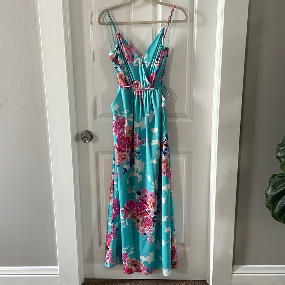 YUMI KIM• Floral Faux Wrap Sleeveless Maxi Dress Size Medium